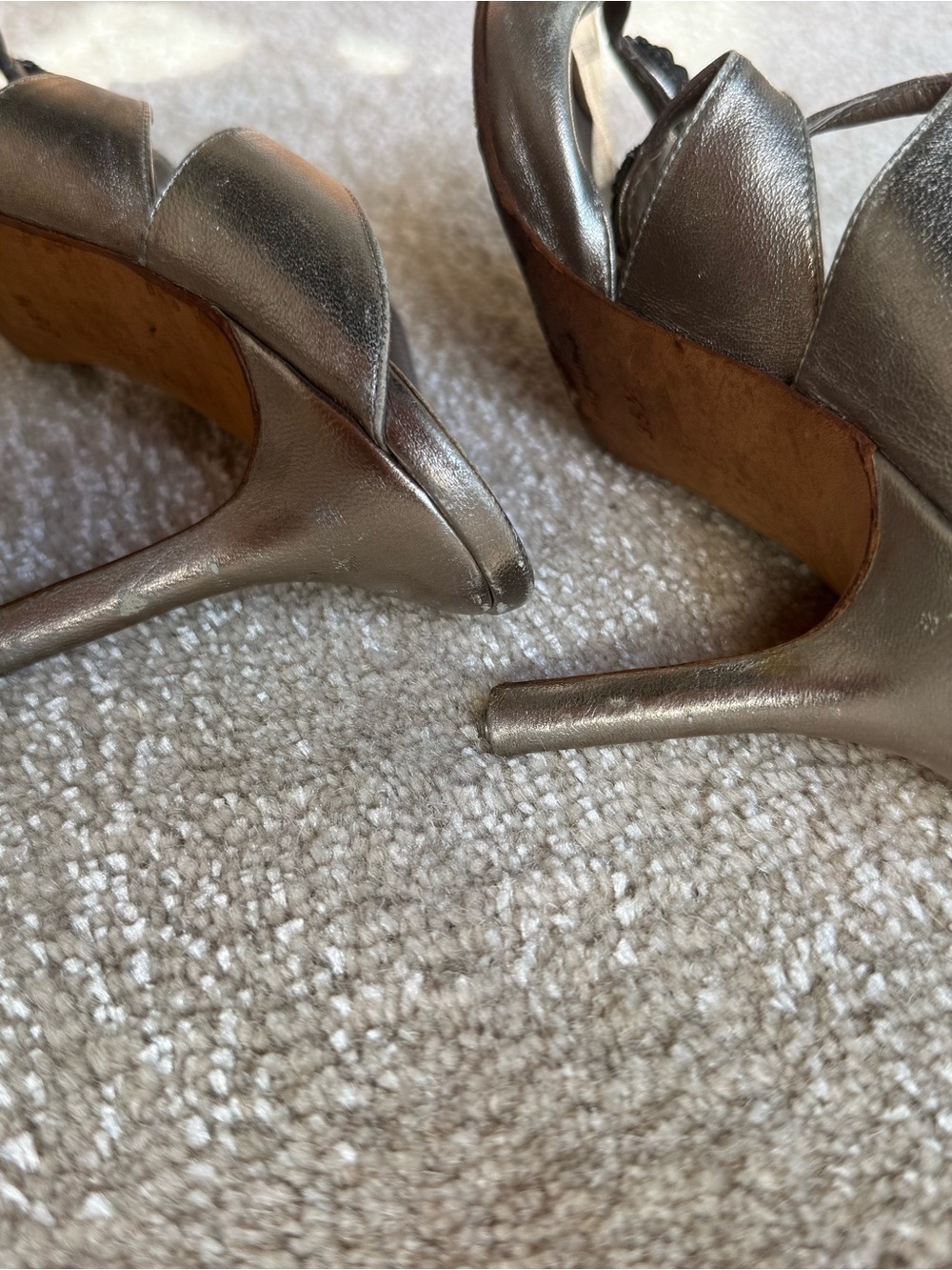 Vintage Manolo Blahnik Metallic Silver Embelished Sandal Heels - Picture 5 of 6